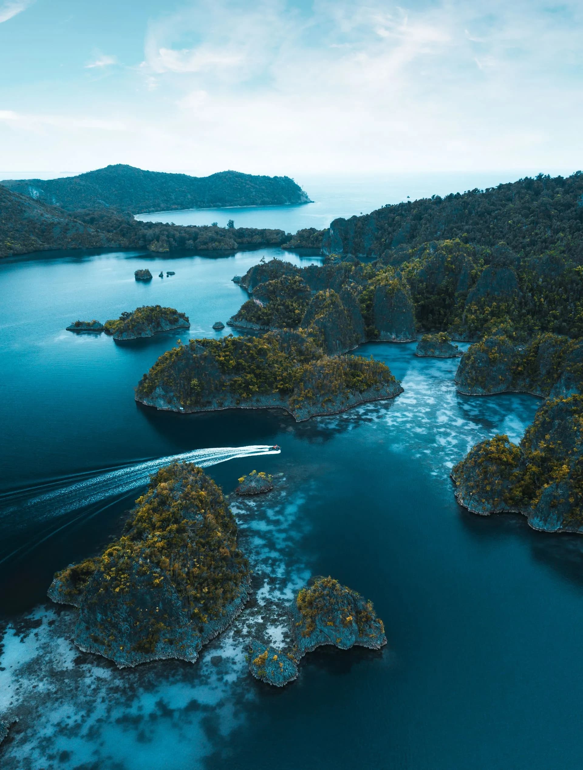 Îlots karstiques de Raja Ampat vus du ciel